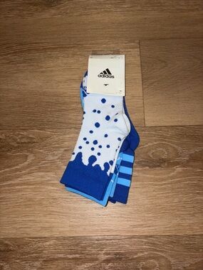 Adidas 3 Pairs Pack Kids Socks Size XL 10.5K - 12K Blue New IY2672